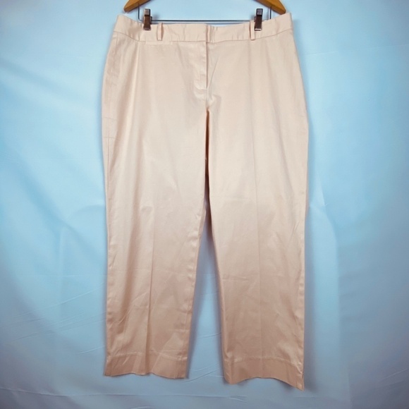 Talbots women Sz 14 straight high rise flat front cotton Pants Trousers Crop NWT - Picture 1 of 9